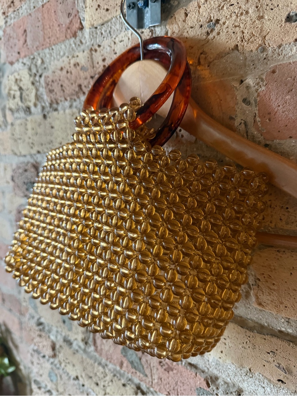 Vintage Amber Beaded Handle Bag - Picture 2 of 5